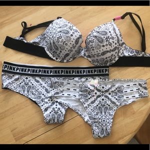 Pink by VS Paisley Print Bra & Panties Set